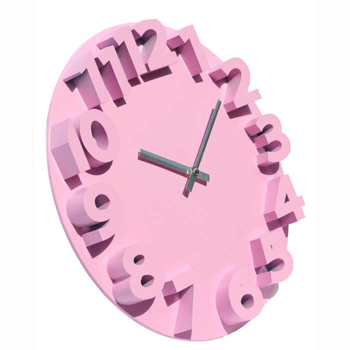 Plastic 3D wall clock  29330 - Pink