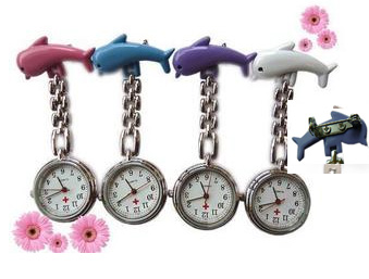Metal nurse watch - Dolphin  /Pink  NS1003