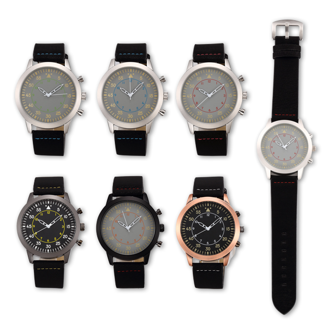 #6042Men's wristwatch quartz analog PU leather brand machine