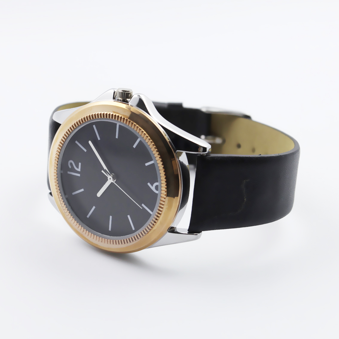 #02031Men's wristwatch quartz analog leather strap watch