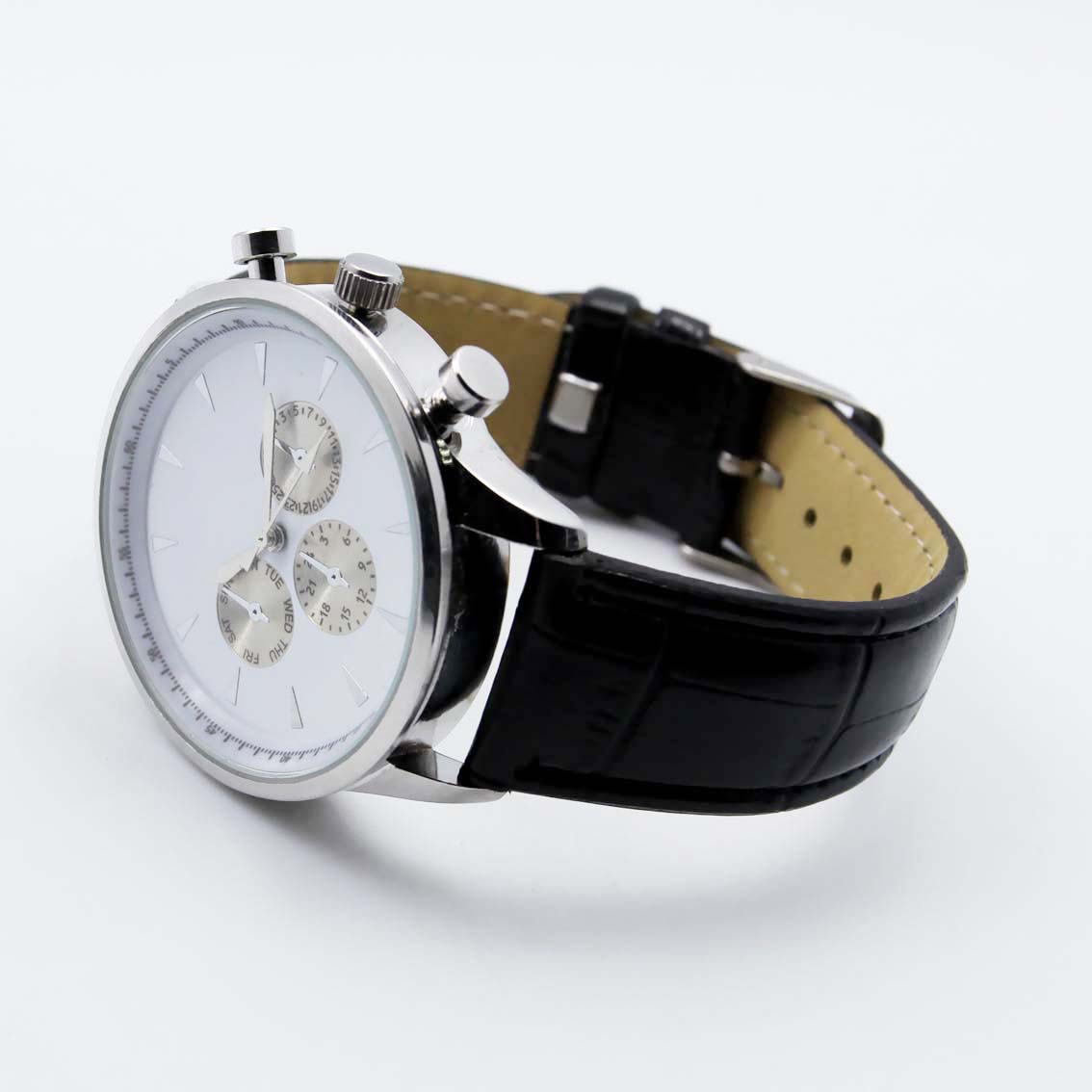 #02064Men's wristwatch quartz analog leather strap watch