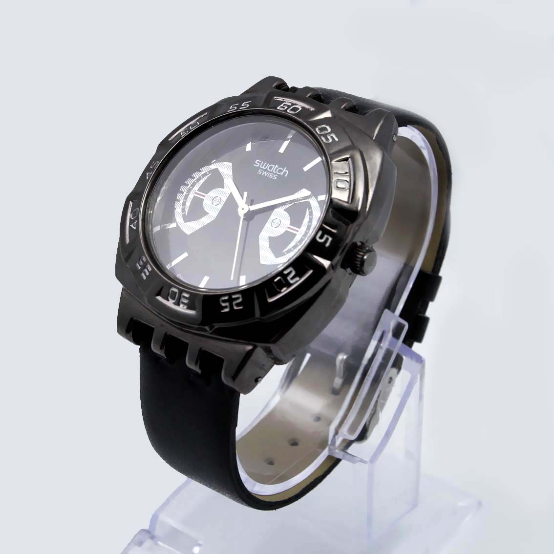 #02065Men's wristwatch quartz analog leather strap watch