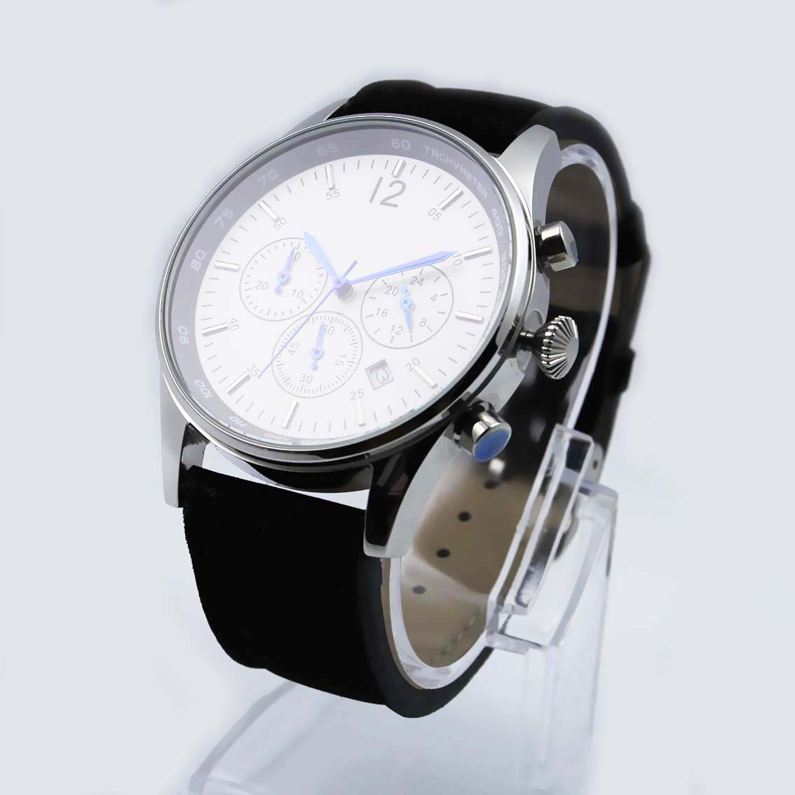#02068Men's wristwatch quartz analog leather strap watch