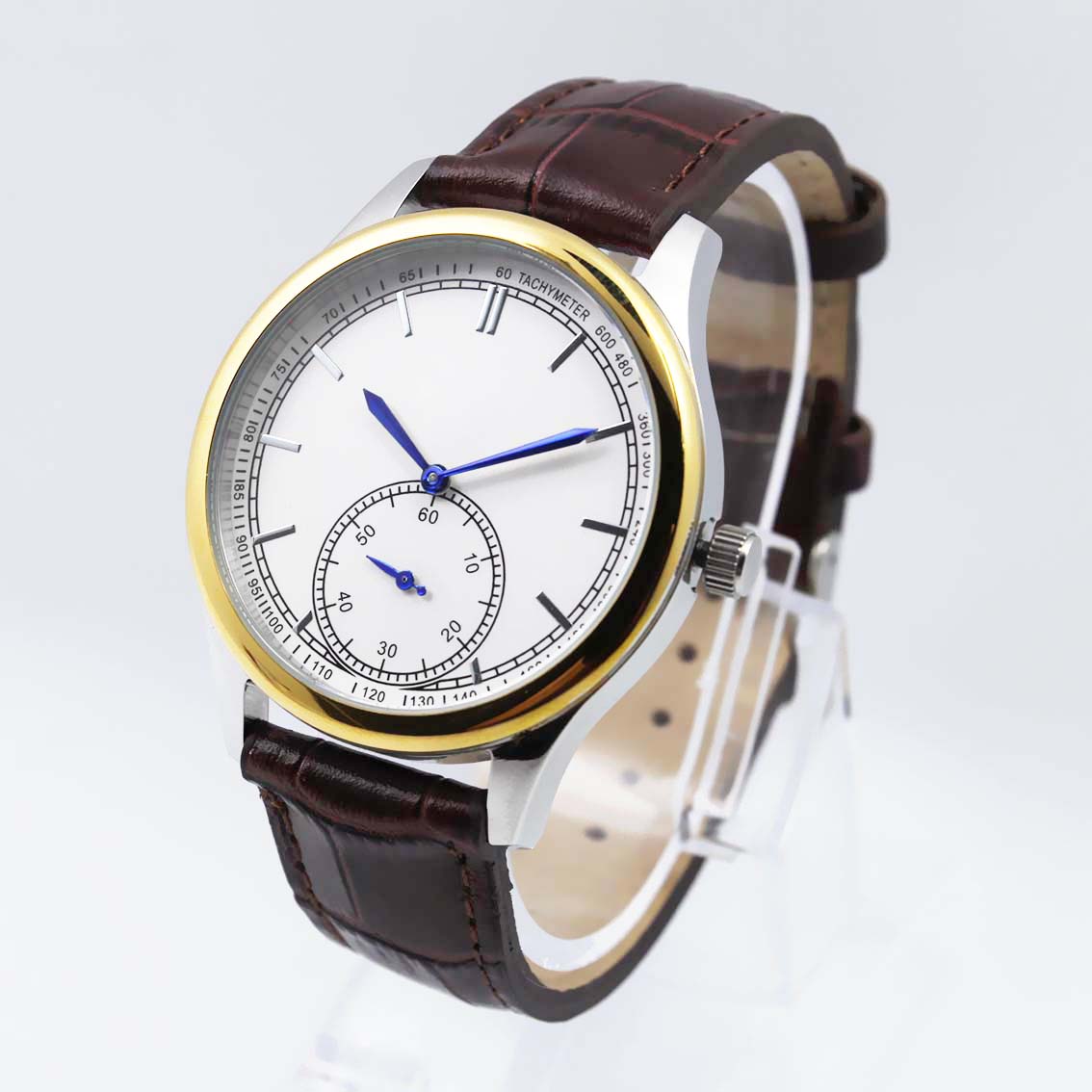 #02080Men's wristwatch quartz analog leather strap watch