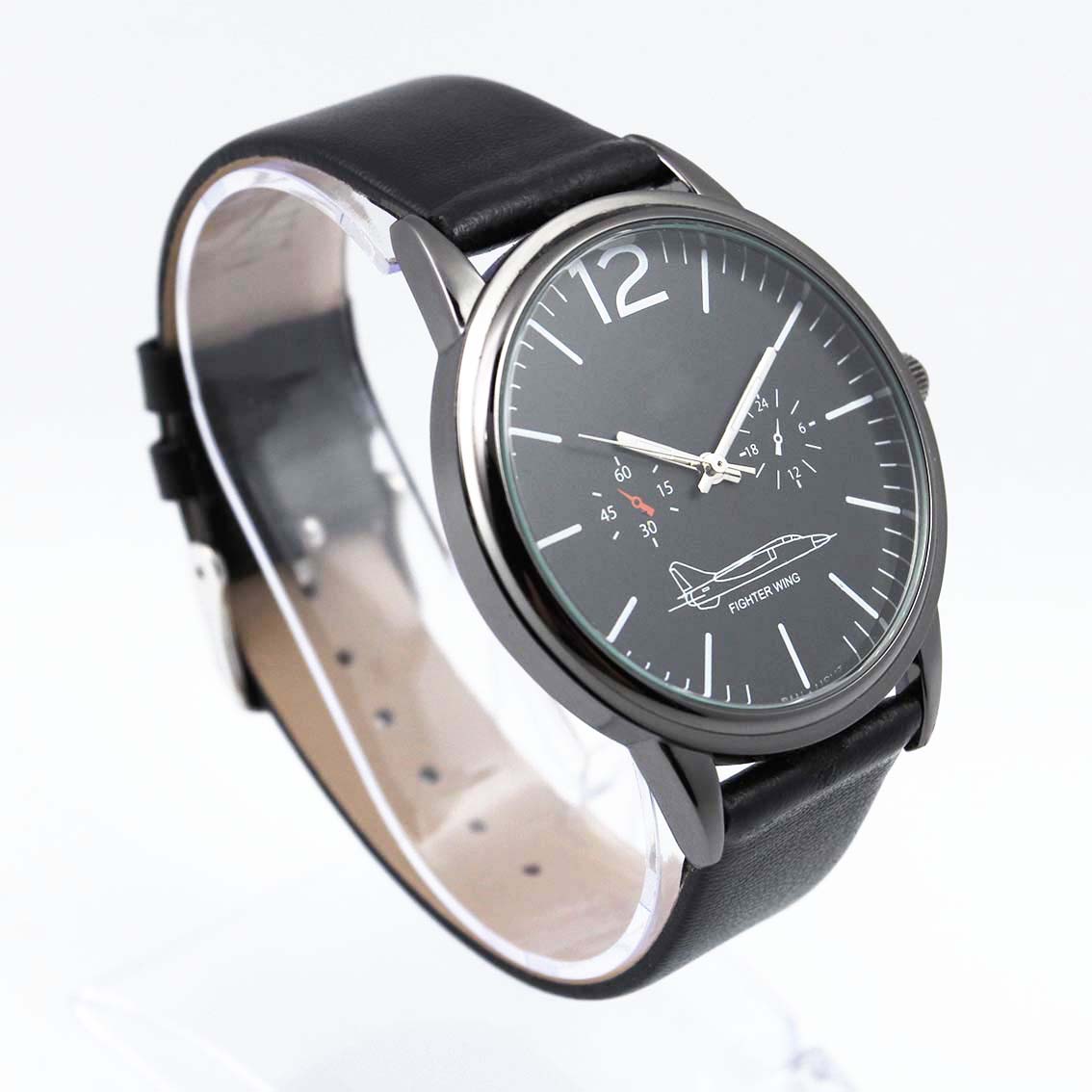 #02082Men's wristwatch quartz analog leather strap watch
