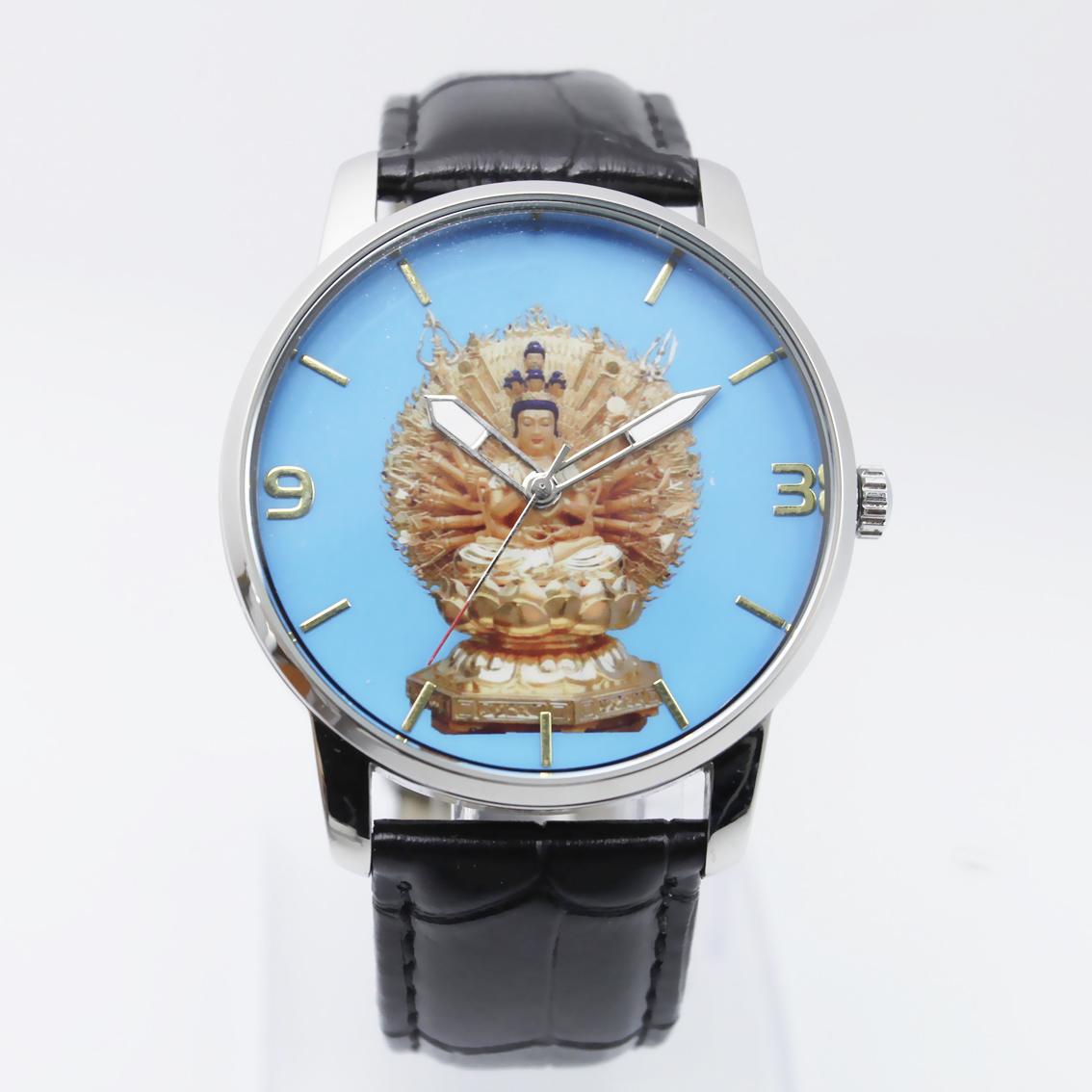 #02055Men's wristwatch quartz analog leather strap watch