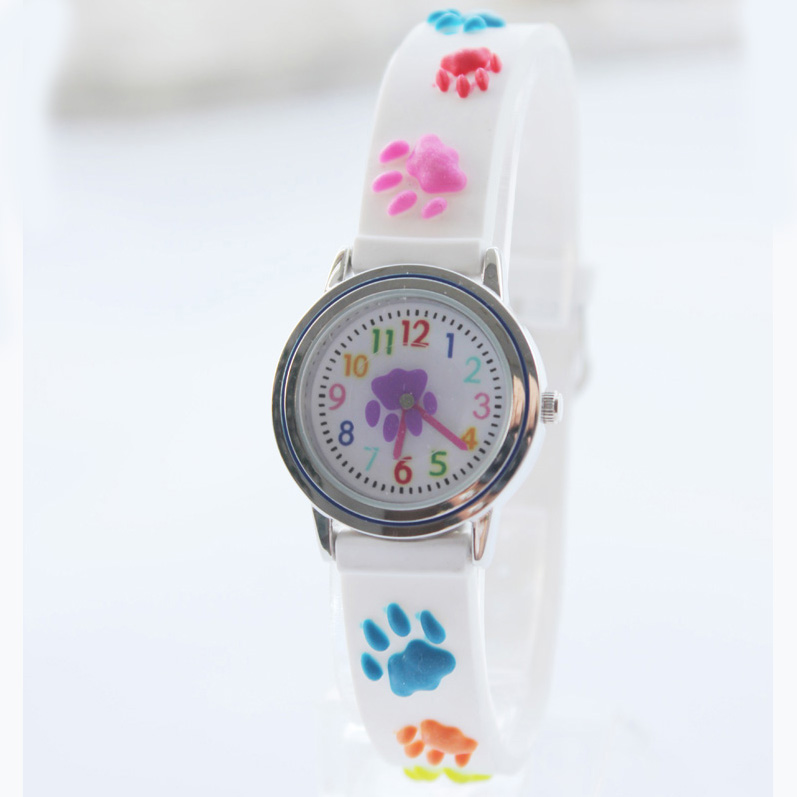 Child watch with 3D paws NT6383- White 