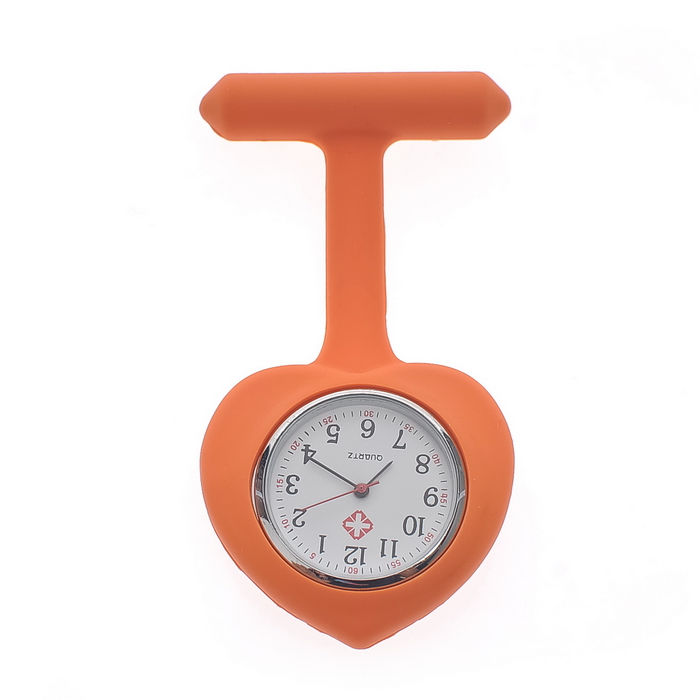 heartshaped silicone nurse fob watch NS1009-Orange