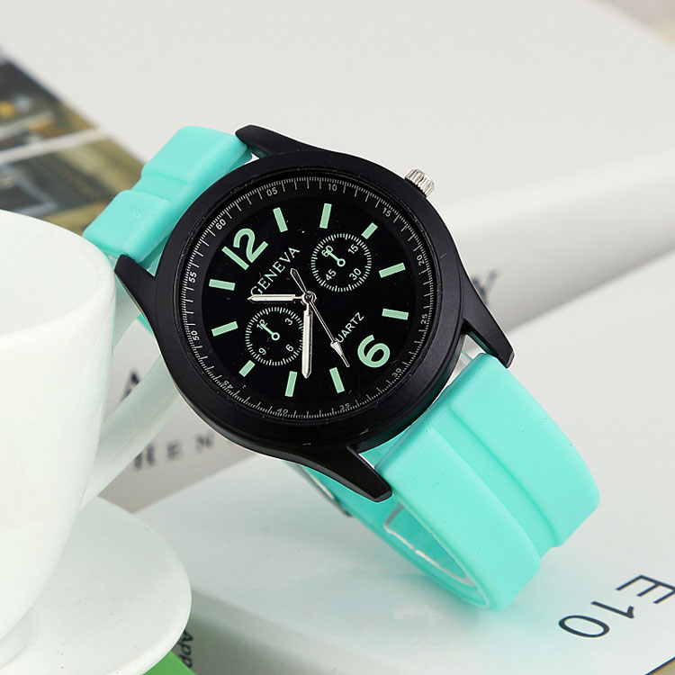 Geneva silicone watch NT6399 neon green, brown, blue, yellow