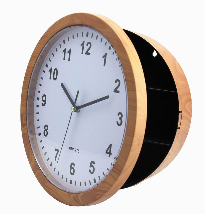 Imitation wooden color hidden safe clock 