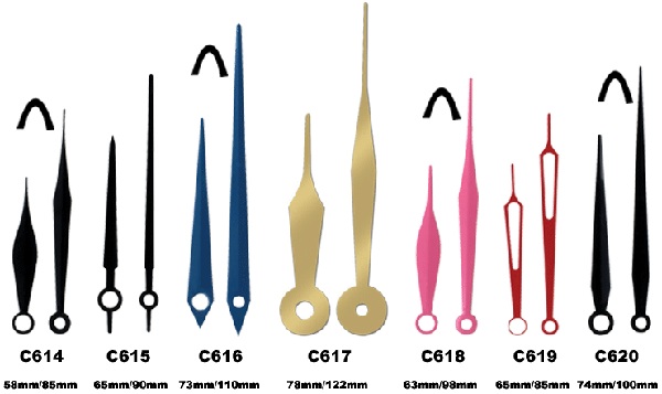 DIY clock hands, minute hand, hour hand, all designs 