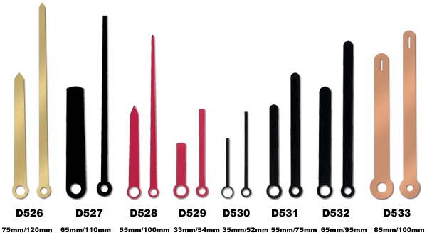 DIY clock hands, minute hand, hour hand, all designs 