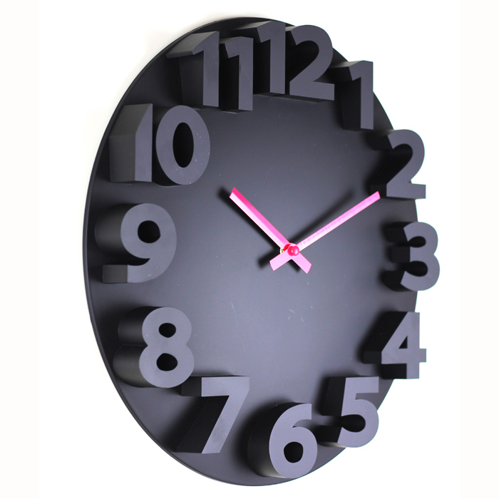 Plastic 3D wall clock  29330 - black