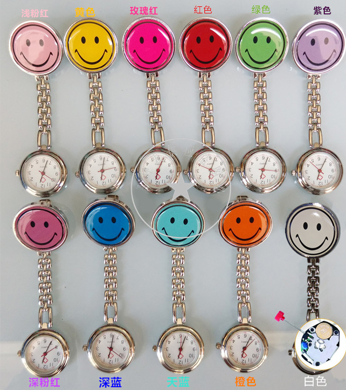 Metal nurse watch - Smile face NS1006- Pink