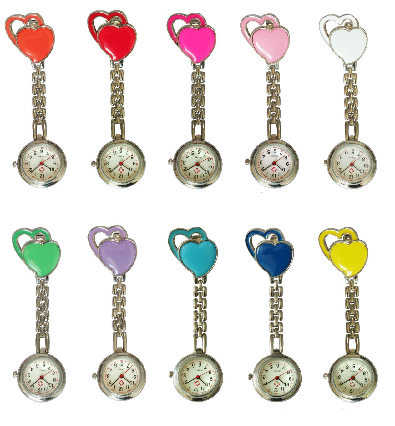 Two hearts shaped Fob metal nurse watch NS1028