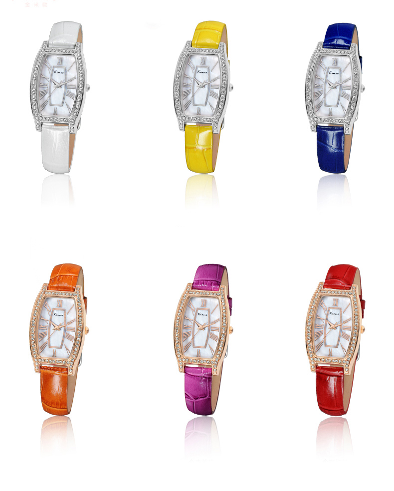 #2516 Women's Elegant Leisure PU Leather Band Rhinestone Case Analog Quartz Wrist Watch